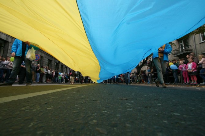 Alvydo Januševičiaus nuotr./Ukrainos vėliava