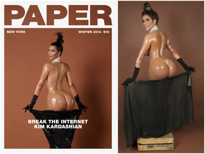 Paper ir Vida Press nuotr./Kim Kardashian (2014 m.) ir Andressa Prata (2017 m.)