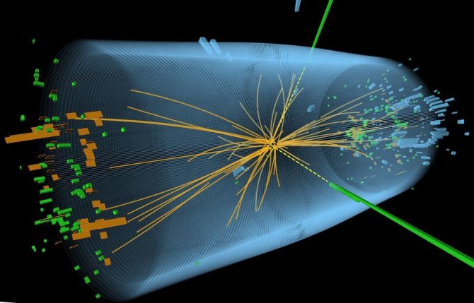 AFP/„Scanpix“ nuotr./Higgso bozono egzistavimo įrodymų buvo ieškoma Didžiajame hadronų greitintuve stebint beveik šviesos greičiu skriejančių protonų susidūrimus. 