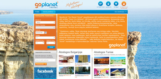 „Go Planet Travel“ interneto puslapis