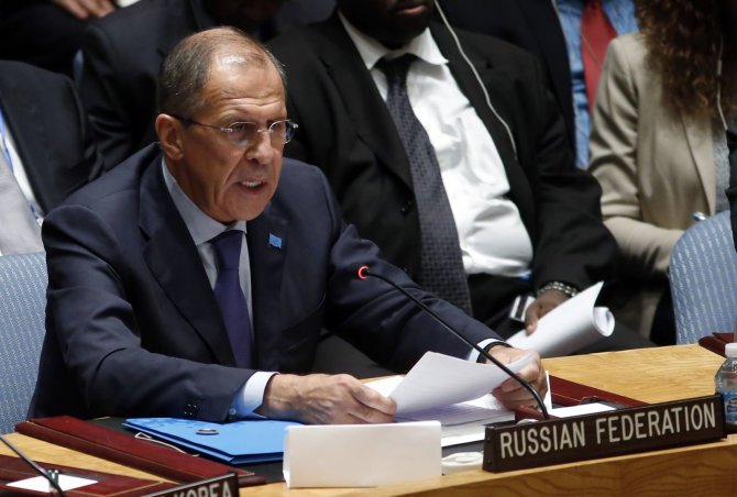 „Reuters“/„Scanpix“ nuotr./Sergejus Lavrovas JT Saugumo taryboje