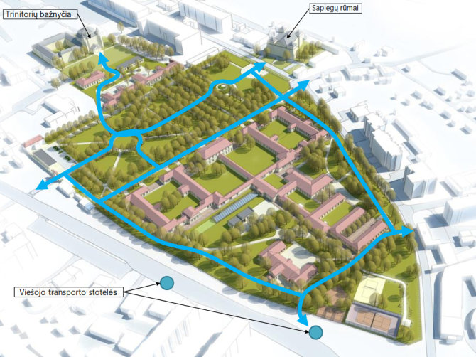 Vilniaus sav. vizualizacija/Taip ateityje turėtų atrodyti Sapiegos ligoninės teritorija