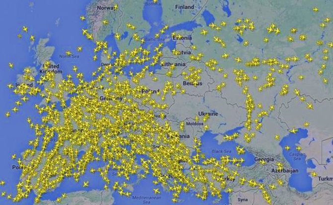 „Twitter“ nuotr./Žemėlapyje – tuščias dangus virš Ukrainos. 