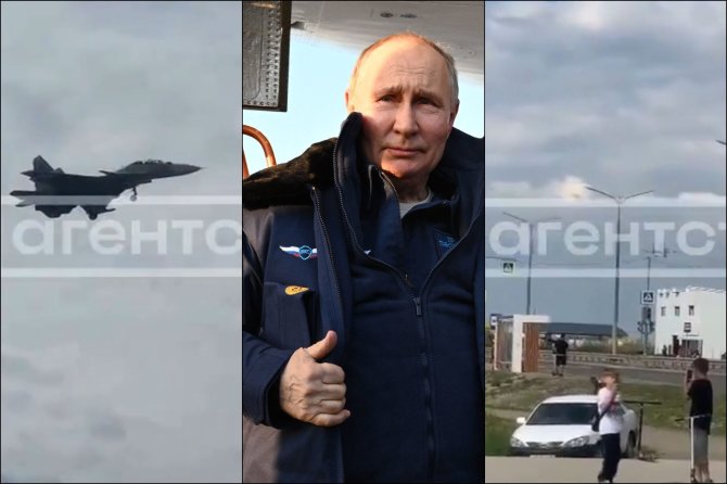 AFP/„Agentstvo“ nuotr./Vladimiro Putino lėktuvą Rusijoje pradėjo lydėti naikintuvai