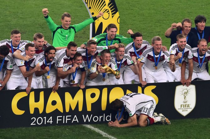 AFP/„Scanpix“ nuotr./Vokietijos futbolininkai laimėjo 2014 metų Pasaulio futbolo čempionatą 