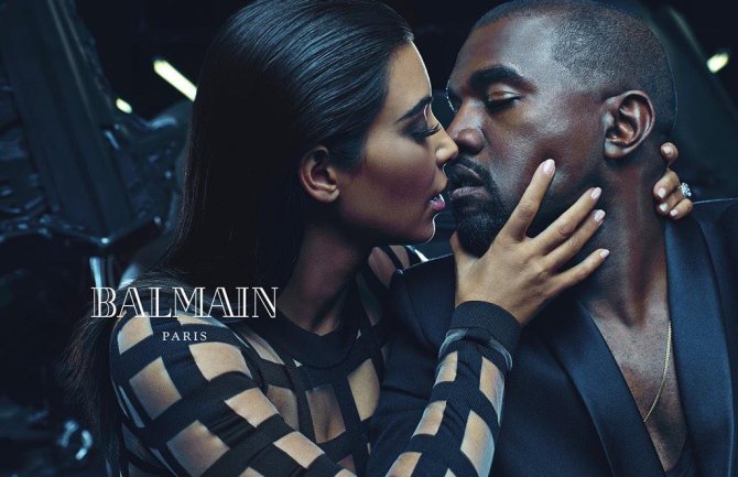 „Balmain“ (Mario Sorrenti) nuotr./Kim Kardashian ir Kanye Westas „Balmain“ reklamoje