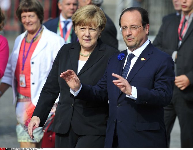 „Scanpix“/„SIPA“ nuotr./Angela Merkel ir Francois Hollande'as