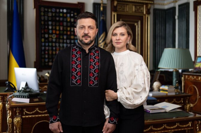 V.Zelenskio „Telegram“ nuotr./Volodymyras Zelenskis ir Olena Zelenska