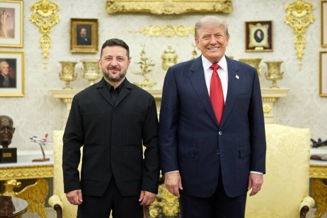 V.Zelenskio „Telegram“ nuotr./Volodymyro Zelenskio ir Donaldo Trumpo susitikimas