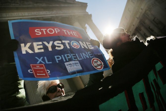 AFP/„Scanpix“ nuotr./Protestas prieš naftotiekio „Keystone XL“ tiesimą