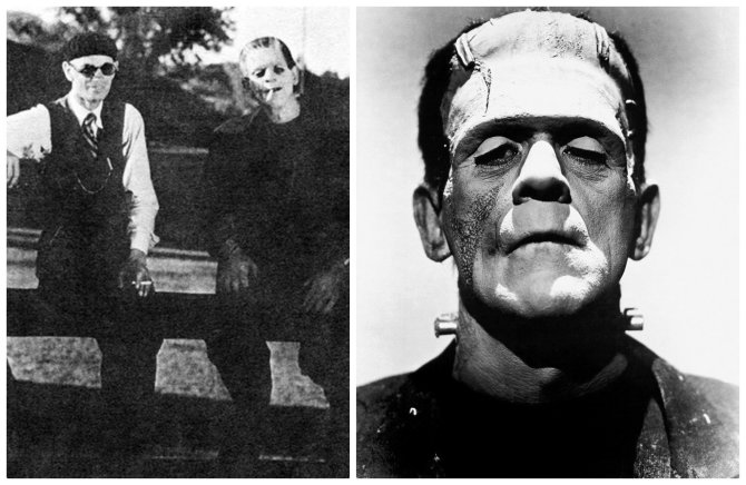 Wikipedia Commons nuotr./James'as Whale'as ir Borisas Karloffas (1931) bei B.Karloff filme „Bride of Frankenstein“ (1935).