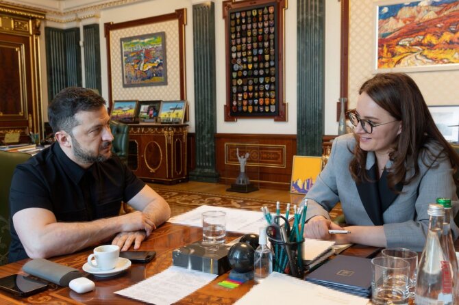 V.Zelenskio „Telegram“ nuotr./Volodymyras Zelenskis ir Julija Svyrydenko