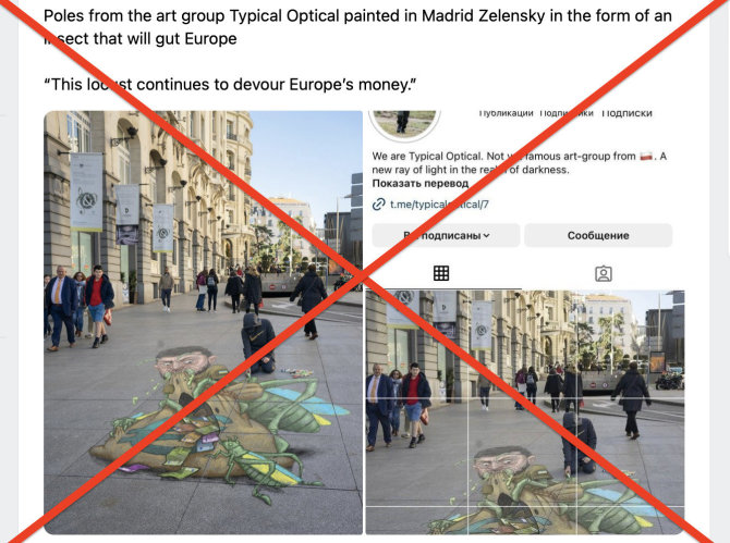 Ekrano nuotr. iš vk.com/Ukrainos prezidento Volodymyro Zelenskio grafitis ypač paplito prorusiškose socialinių tinklų paskyrose