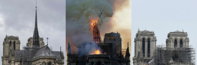AFP/„Scanpix“ nuotr./Gaisro nuniokota Dievo Motinos katedra