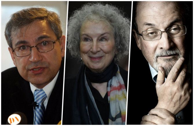 „Scanpix“ nuotr./Orhanas Pamukas, Salmanas Rushdie, Margaret Atwood