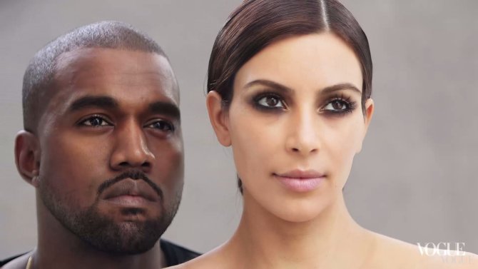 Stop kadras/Kim Kardashian ir Kanye Westas „Vogue“ fotosesijoje