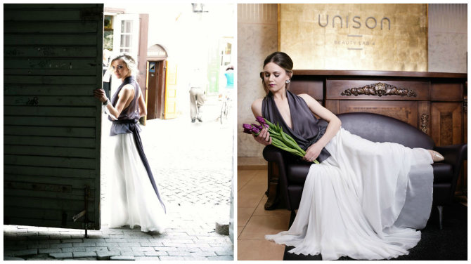 Asmeninio albumo ir „Alina Paurazė photography“ nuotr./Liucina Rimgailė ir Giedrė Dalikė su jos vestuvine suknele