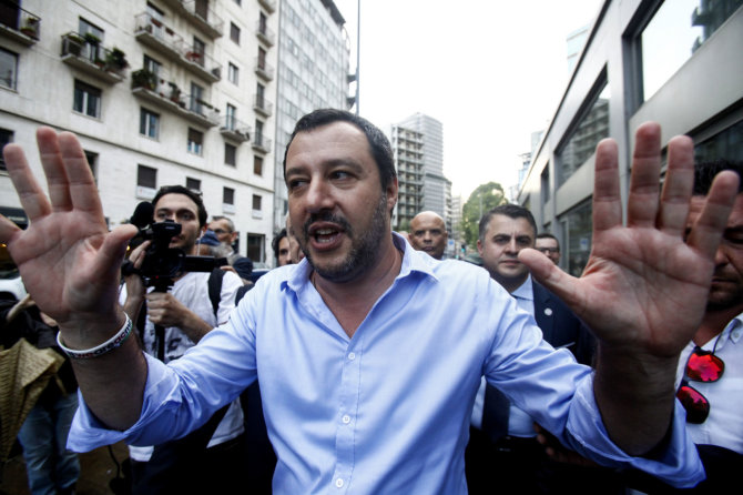 „Scanpix“/„SIPA“ nuotr./Šiaurės lygos lyderis Matteo Salvini