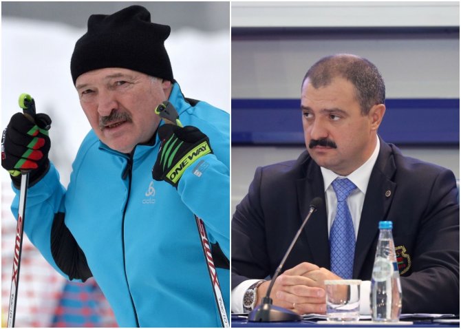 „Scanpix“ nuotr./Aleksandras Lukašenka – Baltarusijos olimpinio komiteto prezidentas, jo sūnus Viktoras Lukašenka (dešinėje) – pirmasis viceprezidentas.