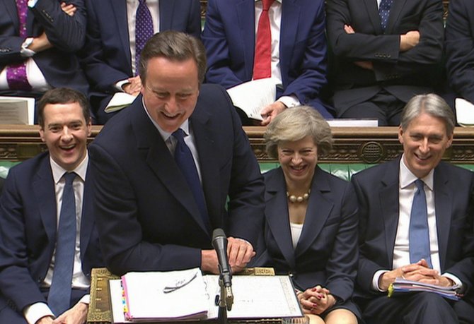 „Scanpix“/AP nuotr./Didžiosios Britanijos ministro pirmininko Davido Camerono paskutinė kalba parlamente