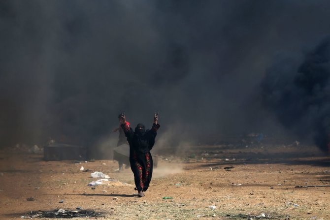 AFP/„Scanpix“ nuotr./Protestuojantys palestiniečiai