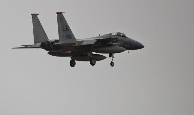 Andriaus Rapševičiaus nuotr./JAV naikintuvas F-15C „Eagle“