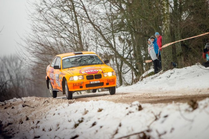 Organizatorių nuotr./Karolis Raišys „Halls Winter Rally 2015“ varžybose