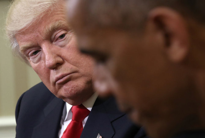 AFP/„Scanpix“ nuotr./Donaldas Trumpas ir Barackas Obama