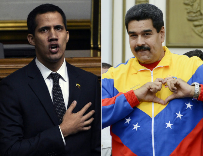 AFP/„Scanpix“ nuotr./Juanas Guaido, Nicolas Maduro