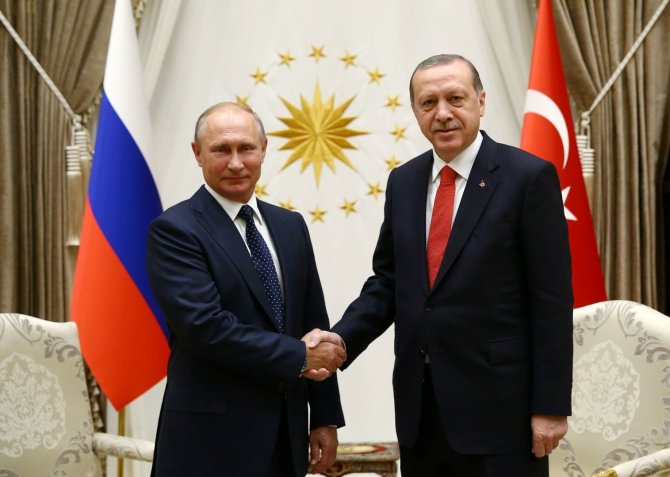 „Reuters“/„Scanpix“ nuotr./Vladimiro Putino ir Recepo Tayyipo Erdogano susitikimas