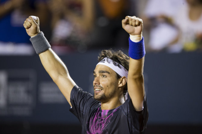 „Scanpix“/AP nuotr./Fabio Fogninis pirmą kartą karjeroje nugalėjo Rafaelį Nadalį