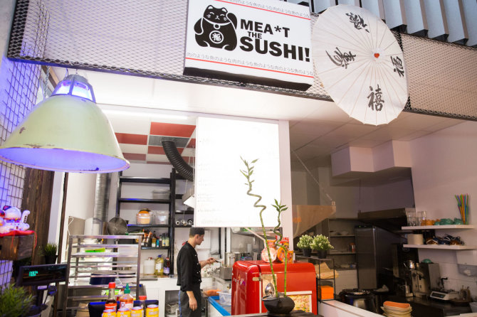 Josvydo Elinsko / 15min nuotr./Japoniško maisto taškas „Meat the Sushi“