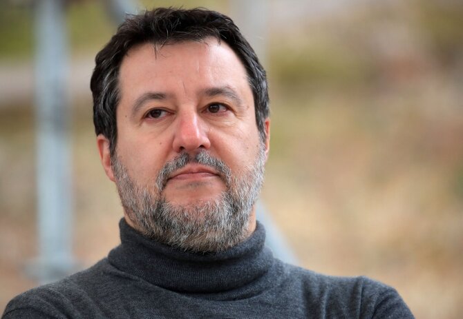 Italijos vicepremjeras Matteo Salvini / PIERRE TEYSSOT / AFP