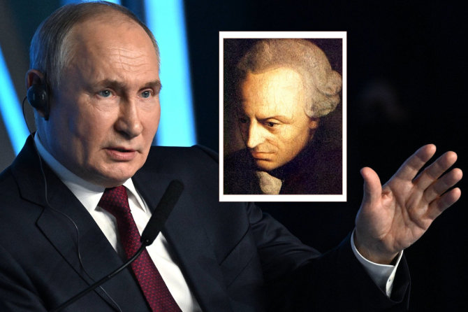 15min koliažas/Rusijos prezidentas Vladimiras Putinas ir filosofas Imanuelis Kantas