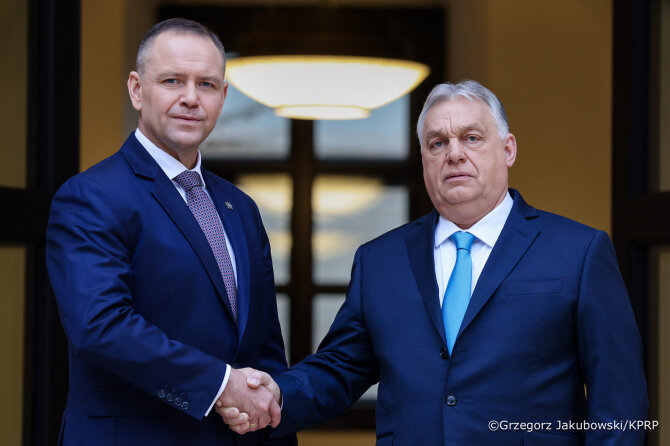 Lenkijos prezidentūros nuotr./Karolis Nawrockis ir Viktoras Orbanas