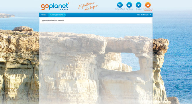 „Go Planet Travel“ interneto puslapis