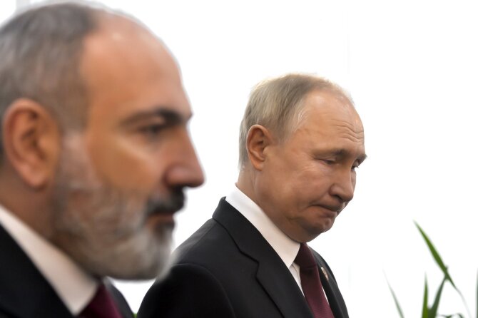 AP/ „Scanpix“/Vladimiras Putinas, Nikolas Pašinianas