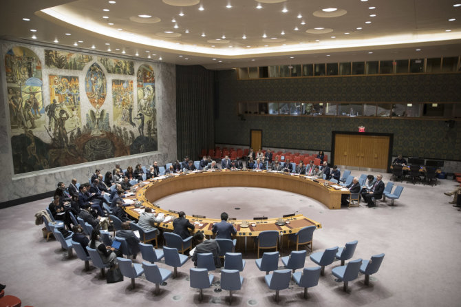 „Scanpix“/AP nuotr./Jungtinių Tautų Saugumo Tarybos posėdis