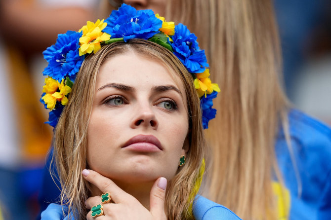 Vida Press nuotr./Ukrainos futbolo rinktinės sirgalė