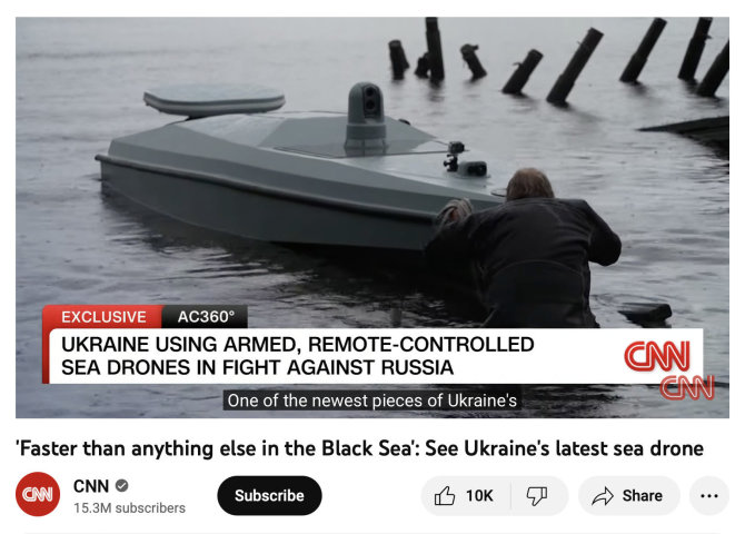 Ekrano nuotr. iš CNN kanalo „YouTube“/Ukrainiečių sukurtas jūrų dronas