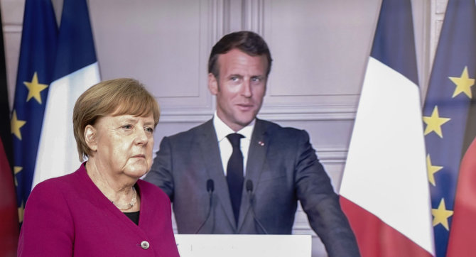 AFP/„Scanpix“ nuotr./Angela Merkel ir Emmanuelis Macronas