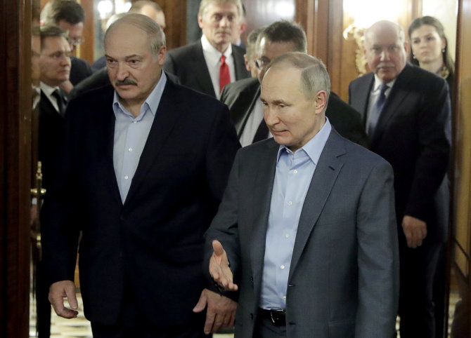 TASS nuotr./Aliaksandras Lukašenka ir Vladimiras Putinas