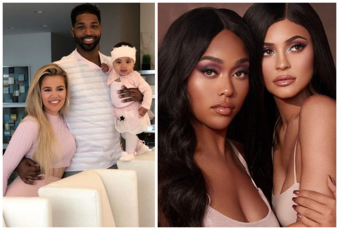„Instagram“ nuotr./Khloe Kardashian ir Tristanas Thompsonas su dukra True bei Kylie Jenner su geriausia drauge Jordyn Woods