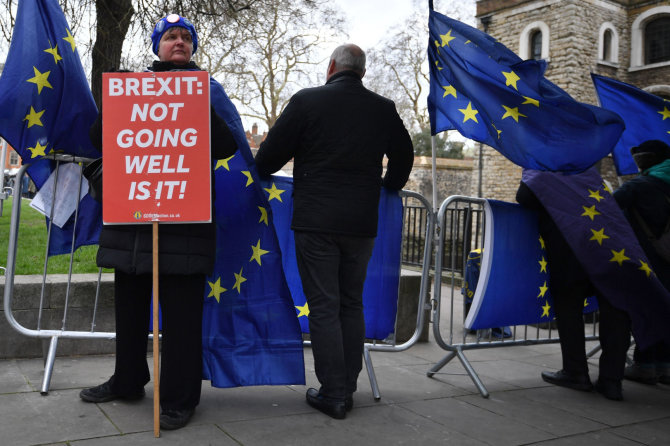 AFP/„Scanpix“ nuotr./Protestuotojai prieš „Brexit“