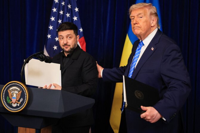 AFP/ „Scanpix“/Donaldas Trumpas, Volodymyras Zelenskis