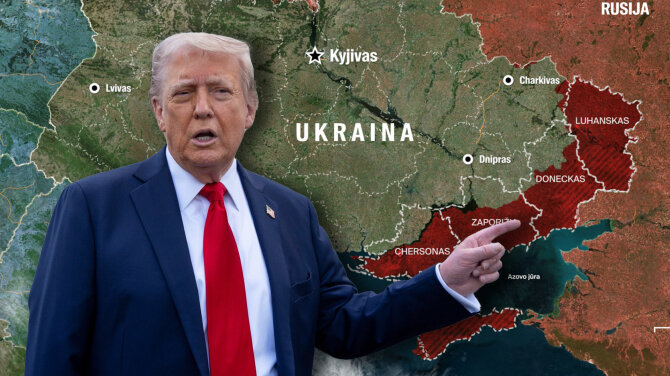 Donaldas Trumpas ir Ukrainos žemėlapis