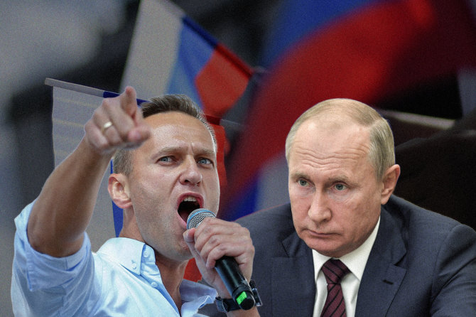 „Scanpix"/AFP ir „Scanpix"/AP nuotr./Aleksejus Navalnas ir Vladimiras Putinas