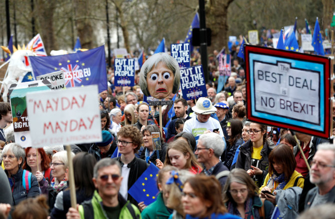 „Scanpix“/AP nuotr./Londone – masinė demonstracija prieš „Brexit“