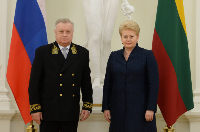 R.Dačkaus nuotr./Prezidentė priėmė Rusijos ambasadoriaus Aleksandro Udalcovo skiriamuosius raštus