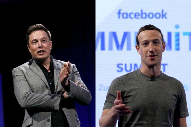 15min.lt koliažas/Elonas Muskas ir Markas Zuckerbergas